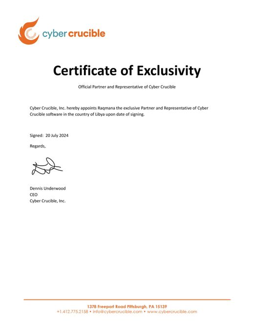Cyber Crucible Certificate of Exclusivity